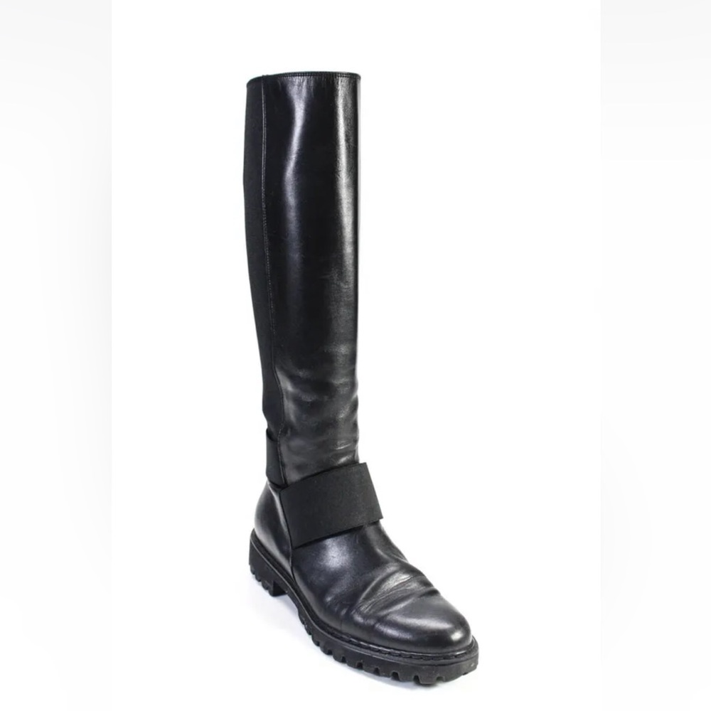 Alberto Zago black tall leather stretch lightweight boots 38